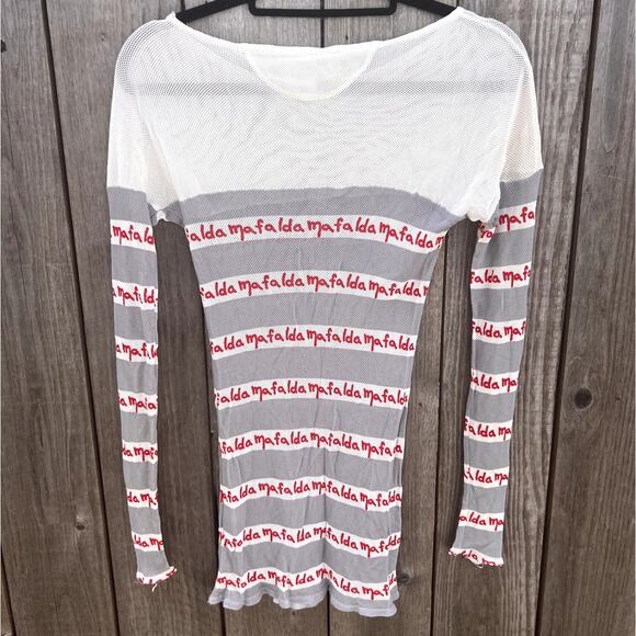 Jean Charles de Castelbajac | Vintage Sheer Mesh Mafalda Printed Top Rare Sz 40 - Picture 4 of 7